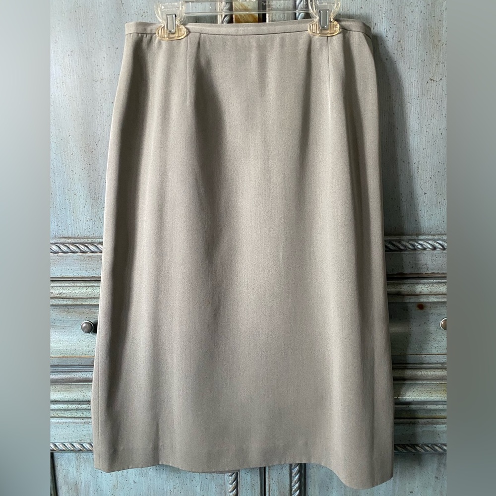 Very pale gray skirt with a very pale celery green tint.